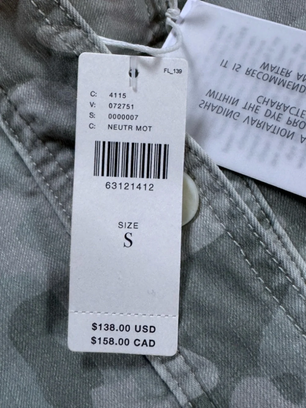 Dear John Light Gray Camouflage Utility Jacket Women’s Size Small NEW - Picture 13 of 14